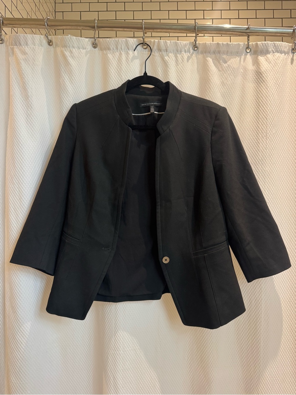 White House Black Market Black Collarless Blazer Jacket